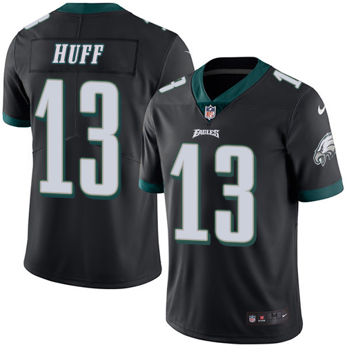 Men's Limited Josh Huff Nike Jersey Black - #13 Rush NFL Philadelphia Eagles